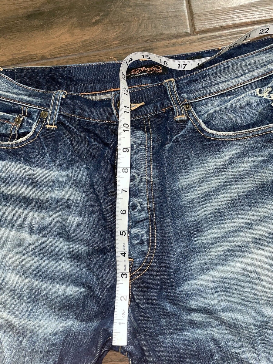 [Ed Hardy]* Denim Jeans * バギーフィット デニム $195.00 Ed Hardy Tiger Heads Size 40