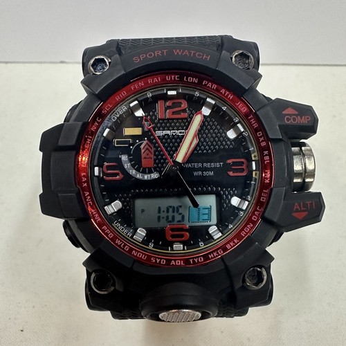 Samoa Military Style Sportuhr mit Kompass Batterie inklusive schwarz rot