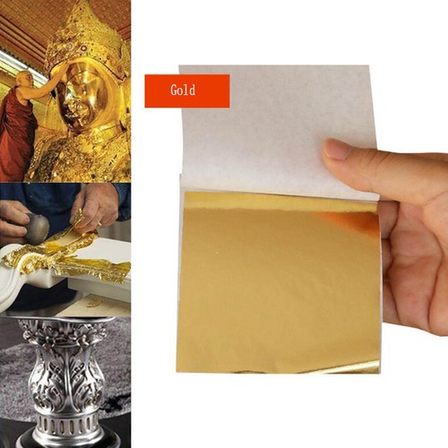 50-100 Blatt Folie Blatt Papier Imitat Gold Silber Kupfer Blatt Vergoldung Basteln-Kunst - Bild 2 von 28
