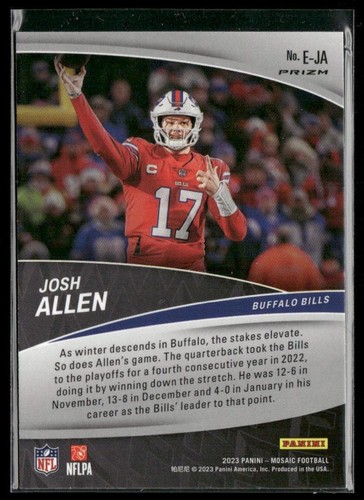 2023 Panini Mosaic Elevate Josh Allen #E-JA Green Mosaic Bills - Picture 2 of 2