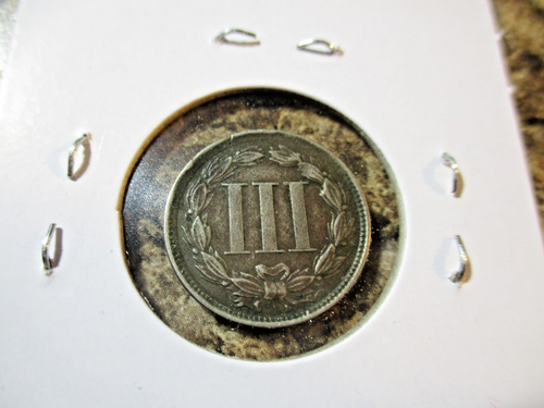 1865 III CENT NICKEL OFF CENTER DDX - Picture 2 of 2