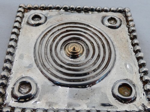 Estate Sterling Silver & 14K Gold Retro Large Brooch LC-32 - Picture 3 of 6