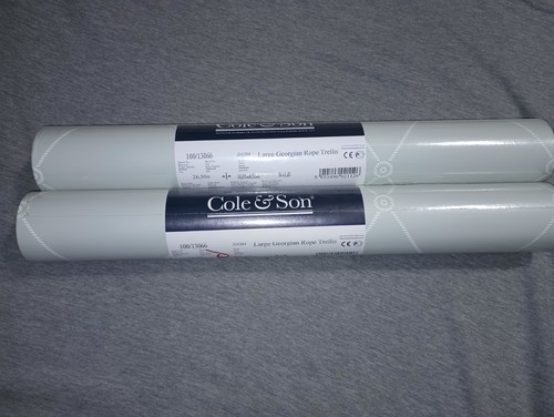 2 Rolls/Cole and Son Wallpaper Georgian Rope Trellis Duck Egg 100/13066 - Picture 4 of 6
