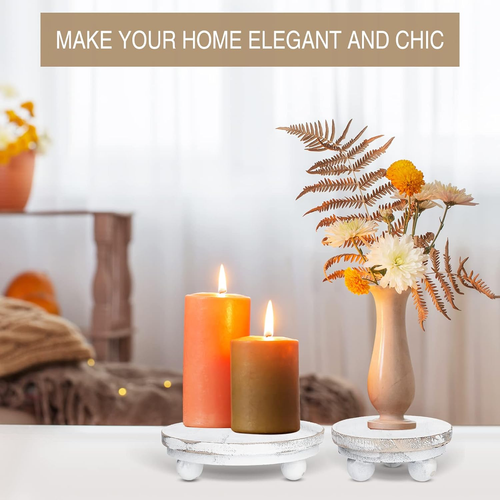 3-Piece Wooden Risers - round Pedestals, Rustic Farmhouse Style, Tiered Trays fo - Picture 6 of 12