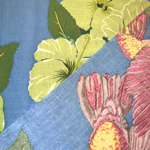 Hummingbirds Hibiscus by Jill Gordon Free  Spirit Blue Cotton Fabric 1 Y #2 - Picture 6 of 7