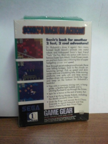 Sonic The Hedgehog 2 Sega Game Gear ¡Nuevo sellado! - Imagen 3 de 3
