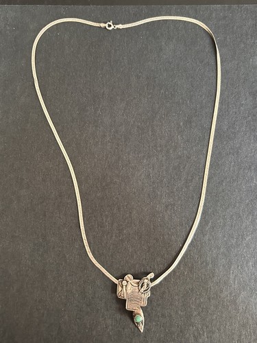 VTG Sterling Silver Large Southwestern Saddle Pendant & Necklace - Picture 5 of 10