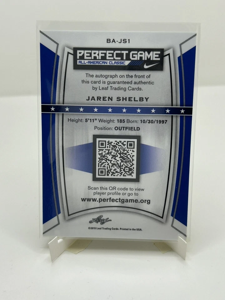 2015 Leaf Metal Draft Perfect Game Metal Jaren Shelby BA-JS1 Auto - Image 2 of 2