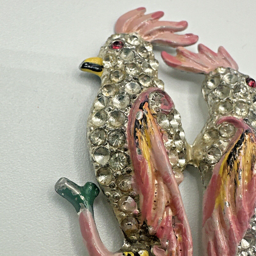 Coro Craft Corocraft Lar Enamel Rhinestone Calopsita Cockatoo Parrot Pin Brooch - Picture 5 of 15