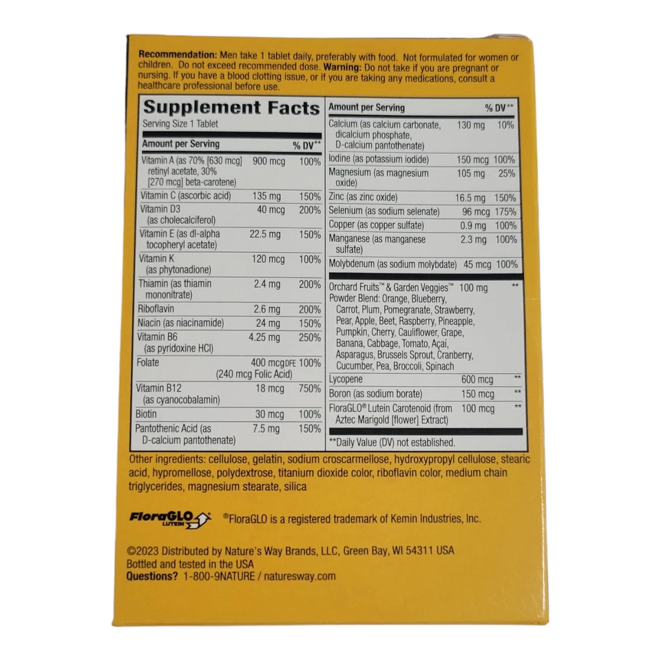Nature's Way Alive! Multivitamina completa una vez al día para hombre 50 comprimidos en caja Foto 2 de 4