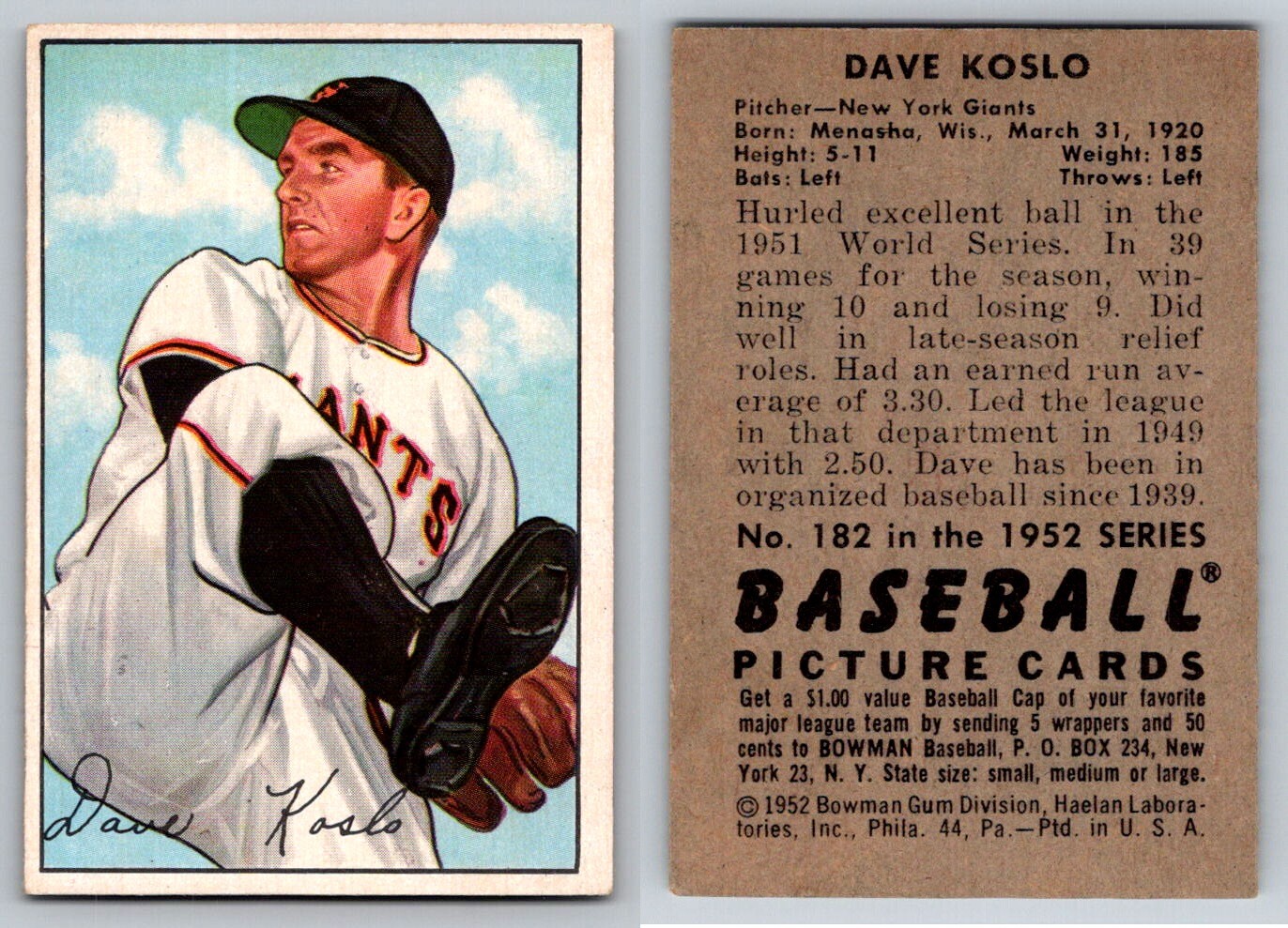 1952 BOWMAN Baseball - Complete Your Set (1-252) - Set Break - U Pick & Save - Picture 181 of 248