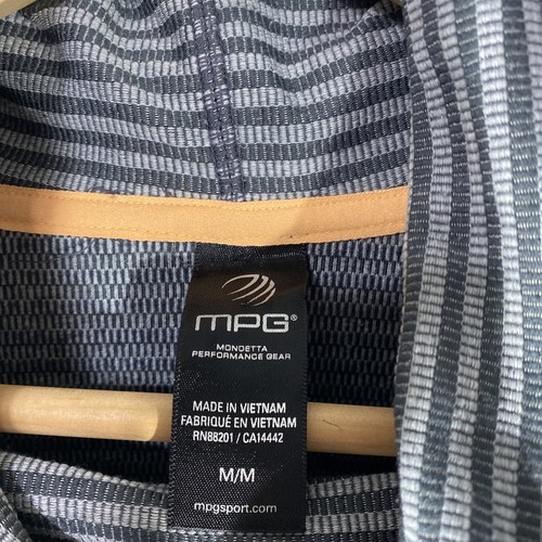 MPG Long Sleeve Workout Shirt Size: MEDIUM Gray Black Striped - Picture 4 of 9