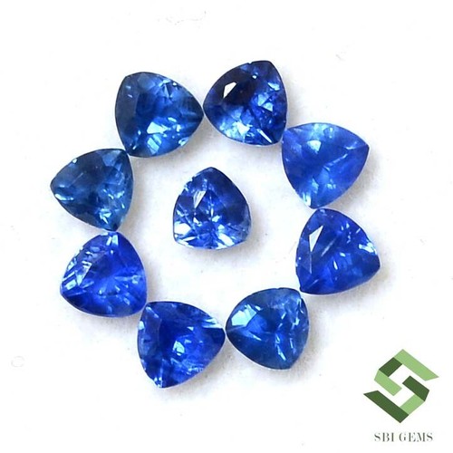 3x3 mm zaffiro blu naturale taglio trilione lotto 09 pezzi 1,13 CTS pietre preziose sfuse - Foto 1 di 5