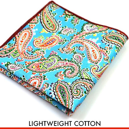 MEN POCKET SQUARE Dot Flower Paisley Cotton Handkerchief Polyester Hanky Party - Picture 17 of 59