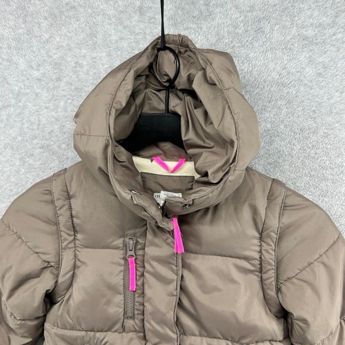 Crewcuts Puffer Jacket Girls Size 4/5 Beige Convertible Vest Hooded Zip Down - Picture 4 of 11