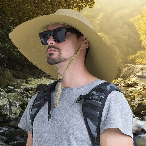 Men Women Wide Brim Sun Hat with Neck Flap UPF 50+ Hiking Safari Fishing Cap USA - Picture 28 of 51
