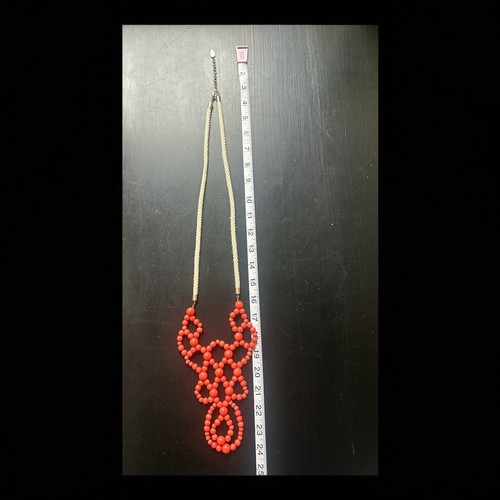 Vintage BOHO Coldwater Creek Coral Bead Statement Rope Necklace - Show Stopper!! - Picture 3 of 3