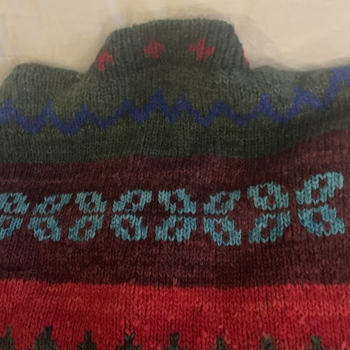 Vtg Handmade Cardigan Sweater Chunky Handknit Bolivia Lambs Wool Geometric Large - Picture 7 of 8
