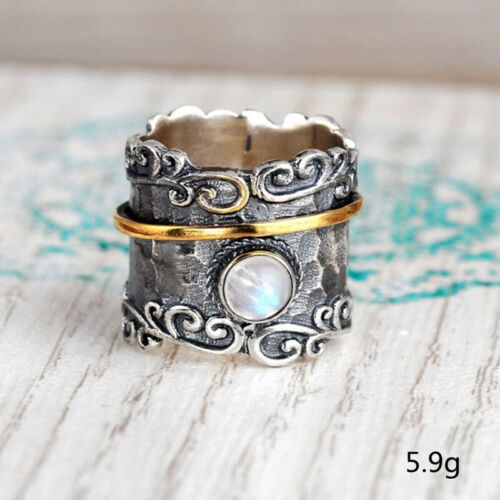 Retro Moonlight Stone Elegant Alloy Size 6-10 Cubic Zirconia Fashion Jewelry - Picture 25 of 26