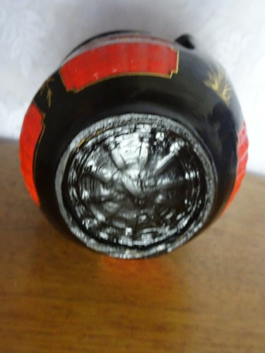 Vintage Chinese Peranakan Wedding Basket Hand Painted Black Lacquer Gold Bamboo - Picture 7 of 12