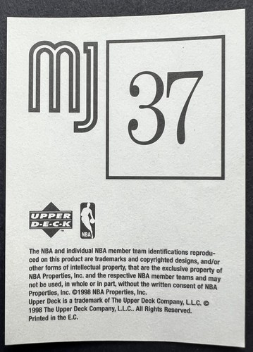 1998-99 Upper Deck MJ Sticker Collection Michael Jordan #MJ37 - Imagen 2 de 2