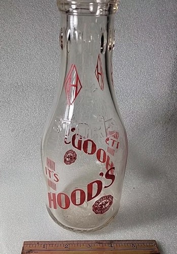 It's Hood's Labeled Quart Milk Bottle Vivid Colors. 1941 - Picture 2 of 5