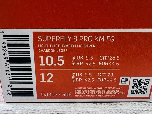 NIKE MERCURIAL SUPERFLY 8 PRO KYLIAN MBAPPE FLAMES PURPLE DJ3977-506 SIZE 10.5 - Picture 7 of 7