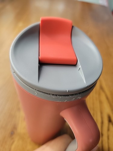 Aladdin eCycle Travel Coffee Mug 16oz Salmon Red Flip Tab W/ Handle Microwave - Picture 4 of 10