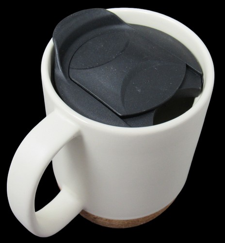 NEW 8-PACK Dowan 15 oz Ceramic Coffee Mugs w/ Insulated Cork Bottom + Lid BEIGE  - Picture 7 of 11