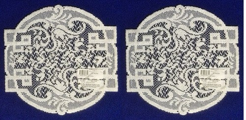 Lace Doillies Two 12" Ivory Empress Table Accents Livingroom Bedroom Furniture - Picture 1 of 4