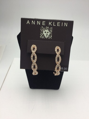 $28 Anne Klein Rose Gold Tone Crystal Hoop Earrings #119 - Picture 12 of 12