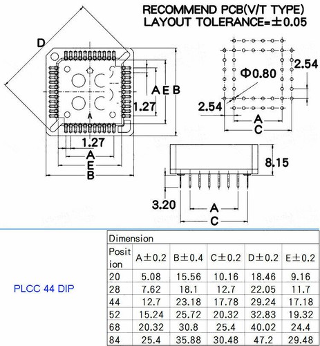 32 Pin & 44 Pin PLCC32 & PLCC44 SMT/SMD/DIP Base Slot Programmer IC Test Socket - Picture 4 of 8