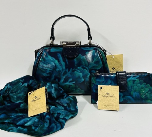 PATRICIA NASH SET~ DEEP BLUE COLLECTION CROSSBODY BAG, WALLET & SCARF - Picture 1 of 6