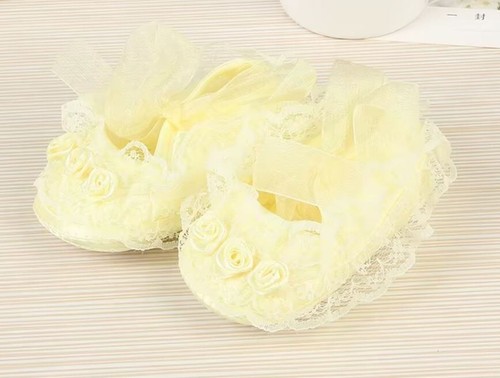 Baby Satin Shoes Pink White Yellow 0,3,6,9, mo.Christening, Spring Summer. - Picture 4 of 6