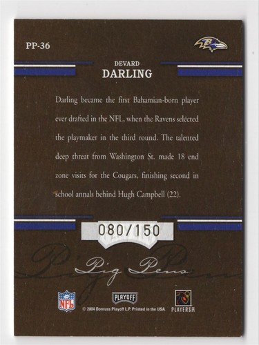 2004 Playoff Hogg Heaven Pig Pens Autographs Devard Darling Auto 080/150 - Picture 2 of 2