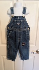 OSHKOSH Toddler Boy's Blue Cotton Denim Carpenter Bib Coveralls Sz 3T U.S.A.