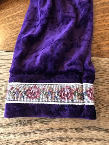Vintage Anne Leslie Damen M lila Crushed Velvet Robe Hausmantel Pullover 1/2 Zip - Bild 7 von 11