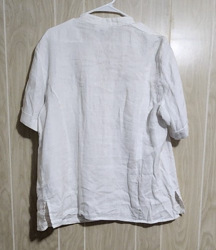 JM Collection Blouse. 100% Linen, White Size 16. - Picture 2 of 12