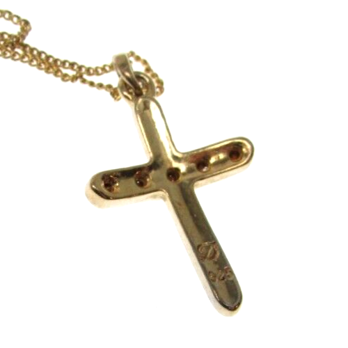Allison Reed Gold Plated Sterling Silver 18.5" Religious Cross Stone Necklace - Picture 5 of 12