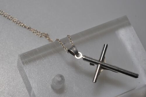CIONDOLO CROCE CROCIFISSO ORO BIANCO 14 KT con catena ss collana LF13 - Foto 12 di 14