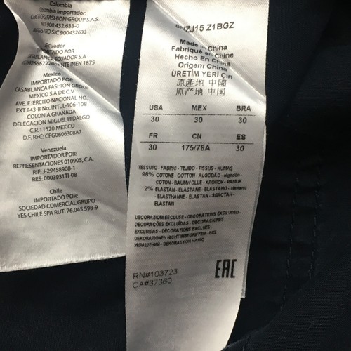 Armani Exchange Trousers Men's 30R(act 30/31) Relaxed Straight Dark Blue Stretch - Picture 12 of 19
