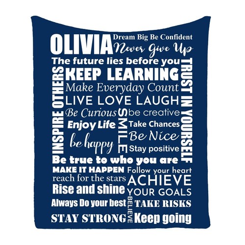Custom Name Personalised Bedspread Blanket throw Inspirational Words Unique Gift - Picture 18 of 30
