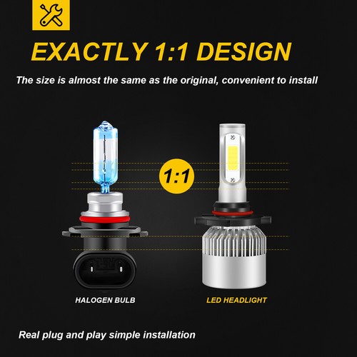 For Toyota Corolla 2009-2016 White LED Headlight High Low Beam Bulbs 9005+9006 - Picture 92 of 100