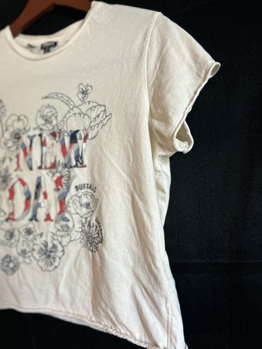Buffalo David Bitton Crop Top Embroidery Cream Cotton Shirt Red White & Blue Sm - Picture 4 of 12