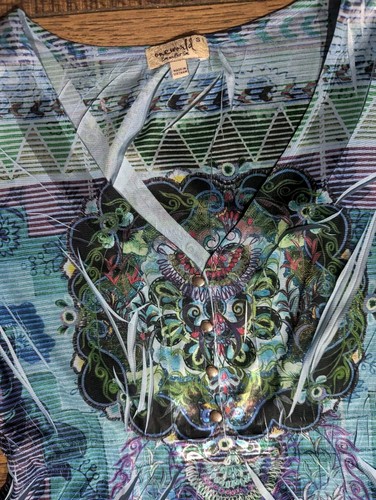 Túnicas One World 2 para mujer pequeñas azules sirena tachonadas bordadas mangas aleteadas - Imagen 14 de 19