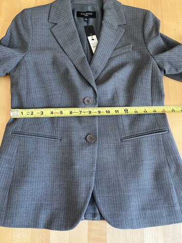 NWT* Talbots Petites gray wool blend pinstriped blazer Size 4P NEW Career $209 - Picture 12 of 13