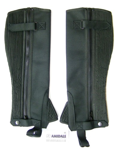HALF CHAPS HORSE RIDING EQUESTRIAN BLACK WASHABLE AMARA - S/M/L/XL FROM AMIDALE - Picture 5 of 6