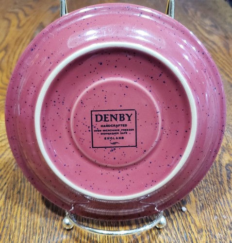 LOT OF 2 Denby Red Blue Harlequin Saucers 6 " blue body with red Trim + 1 free - Picture 2 of 7