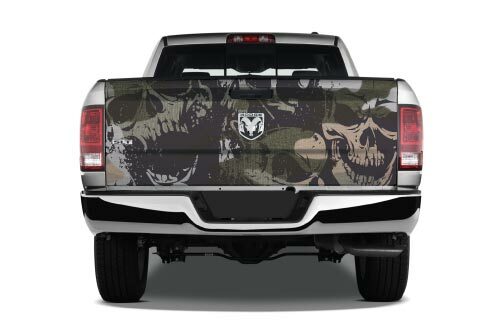 Camouflage Grunge Skulls Pickup Decal Tailgate Truck Wrap Camo Vinyl USA Graphic - Picture 2 of 2