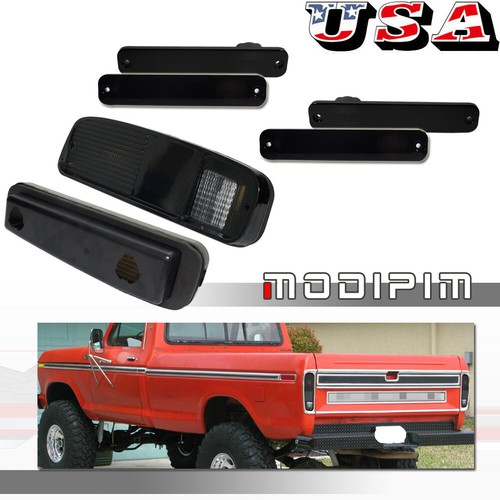 4PCS Side Marker Light + 2PCS Tail Lamp Smoked Housings For 1973-1979 Ford Truck - Picture 1 of 12